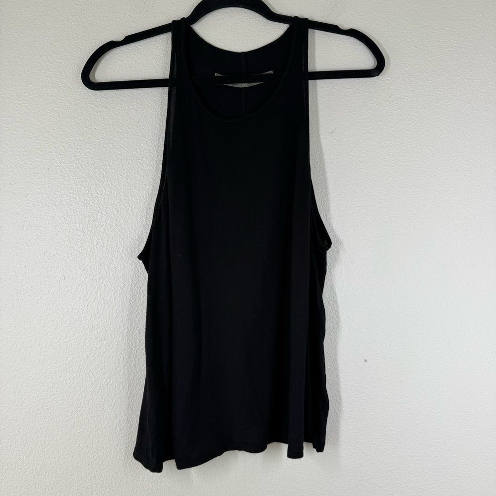 Enza Costa Black Silk Rayon Tank Top Minimalist Classic Neutral Women’s Medium